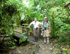 Guides Jim Zook with David on Birdwalk trail at Esquinas Rain Forest lodge 30685